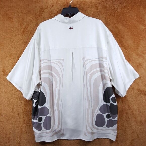 VAYDER Shirt Mens Large Ivory Button Up Cuban Short Sleeve Silk MONTAGUE $375 - Picture 4 of 9